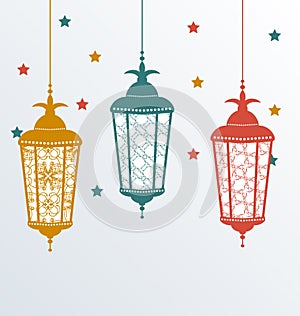 Intricate Arabic lamps for Ramadan Kareem photo