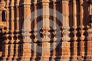 Intricate architecture of historic cenotaphs at Mandore garden, Jodhpur, India