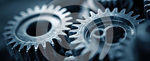 The intricate arrangement of metal gears showcasing mechanical engineering precision. AI generated image
