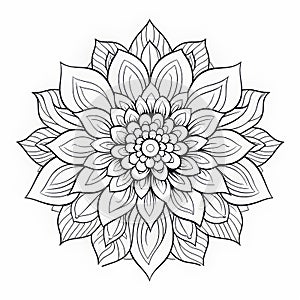 Intricate Black Flower Coloring Page With Multilayered Dimensions