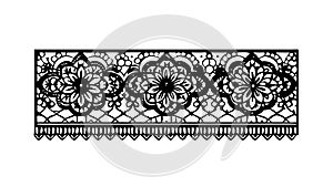 Intricate Black Lace Pattern Border, Elegant Decorative Element, vector design Generative AI