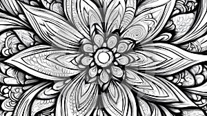 Intricate black and white detailed floral design pattern photo