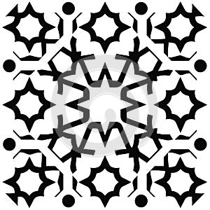 Intricate black and white geometric pattern design