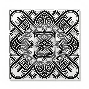 Geometric pattern with symmetrical shapes, featuring interlocking lines