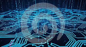 Abstract futuristic blue circuit board pattern abstract digital network technology concept