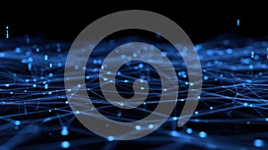 The intricate blue network visualizing data connections and digital interactions in technology..AI generated image