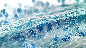 Intricate Blue Neuronal Network Simulation in 3D Rendering