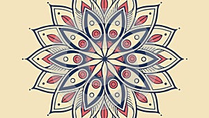 Intricate blue and orange mandala, harmonious geometric art, vector design Generative AI