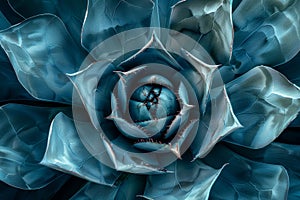Intricate blue succulent flower close-up