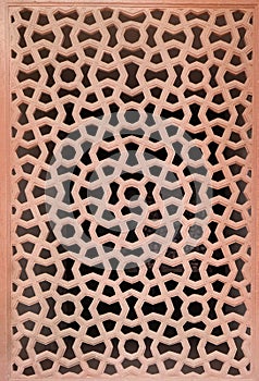 Intricate carving of stone window grill at Humayuns Tomb, Delhi