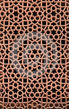 Intricate carving of stone window grill at Humayuns Tomb, Delhi