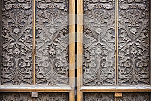 intricate carvings on the door of a mausoleum