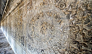 Intricate carvings on a temple wall in siem reap,cambodia 2