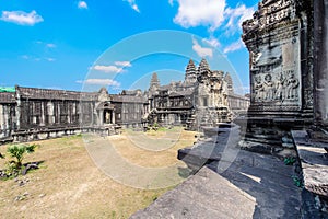 Intricate carvings on a temple wall in siem reap,cambodia 4