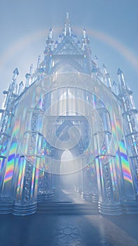 Crystal Cathedral Interior with Rainbow Reflections