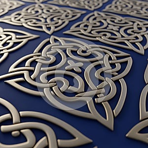 Patterns composed of smooth, metallic elements are arranged on