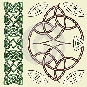 Intricate celtic knotwork designs and border pattern