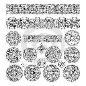 Intricate celtic knotwork patterns and designs