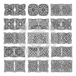 Intricate celtic knotwork patterns in a grid