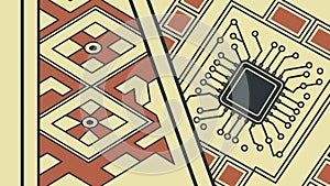 Intricate circuit board patterns, electronic design, digital technology, vector design Generative AI