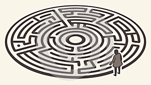 Intricate Circular Maze Puzzle, Challenge and Problem Solving, vector design Generative AI