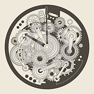 An Intricate Clockwork Design that Features Numerous Gears and Complex Mechanisms within it