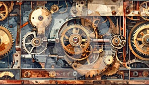 Intricate Clockwork Mechanism with Gears and Cogs