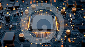 Intricate closeup of computer chip unveiling the complexities of modern circuitry