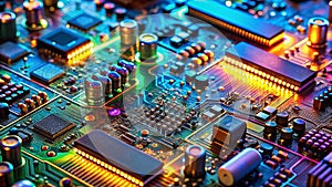 Intricate CloseUp of Electronic Circuit Board Components A Deep Dive into Microelectronics