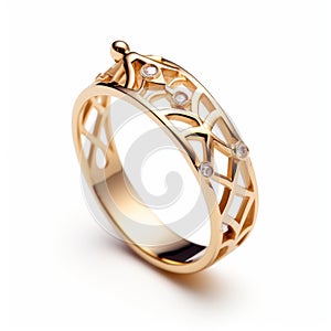 Intricate Cut-out Gold Ring With Diamonds - Inspired By Ancient Chinese Art