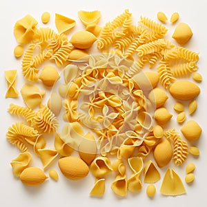 Intricate Cut-outs: Unsorted Pasta On White Background