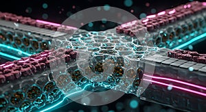 Cybernetic bio-structure glowing neon pink