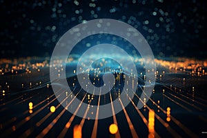 Intricate 3D visualization of the big data universe, entwined with binary code