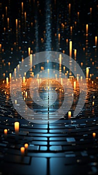 Intricate 3D visualization of the big data universe, entwined with binary code