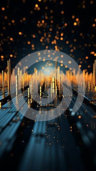 Intricate 3D visualization of the big data universe, entwined with binary code