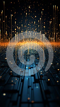 Intricate 3D visualization of the big data universe, entwined with binary code