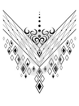 Intricate, decorative ornament design - Geometric vector pattern, illustration in zentangle style