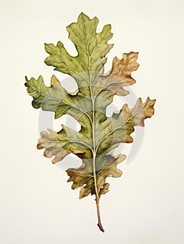 Intricate and Defined Watercolor Oak Leaf Veins AI Generated