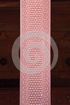 Intricate design and carvings in Jhangir Palace of Agra Fort
