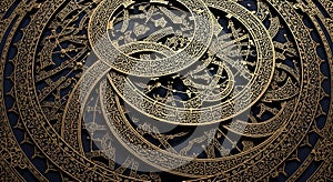 An intricate design featuring overlapping circular patterns adorned with detailed