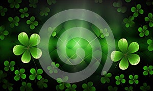 The intricate design of the St. Patrick\'s Day lucky four-leaf clover background was impressive