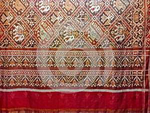 Intricate design weaving art known as Patola of Patan in Gujarat, India photo