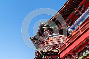 Intricate designs on the roofs of buildings