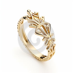 Intricate Diamond Design Yellow Gold Ring Inspired By Crown