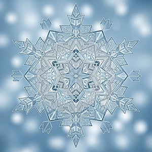 Digitally generated snowflake design featuring geometric patterns