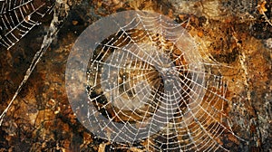 The intricate and elaborate designs of a spiders web woven expertly in the midst of nature. photo