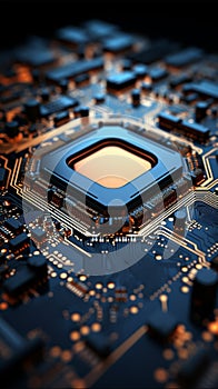 Intricate electronic circuitry displayed on a compact and complex circuit board