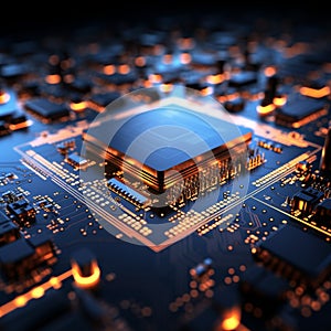 Intricate electronic circuitry displayed on a compact and complex circuit board