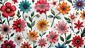 Intricate floral elements creating a flowing, uninterrupted pattern , garden, leaf pattern