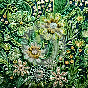 Intricate Floral Green Wall Hanging Inspired By Jane Newland